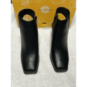 Yellow Box Miller BlackFaux Leather Open Back Ankle Bootie Block Heel Size 8 NIB
